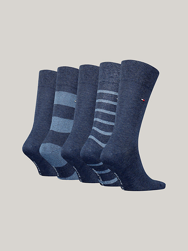 blue classics cadeaubox met 5 paar sokken met vlag voor heren - tommy hilfiger