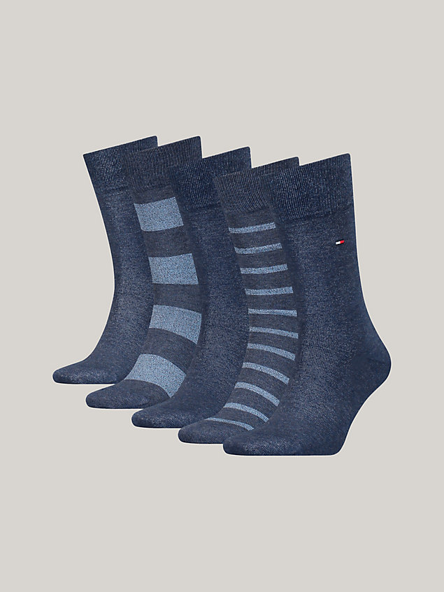 blue 5-pack classics flag socks gift box for men tommy hilfiger