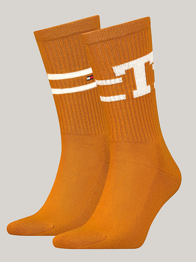 gold 2-pack bouclé logo socks for men tommy hilfiger