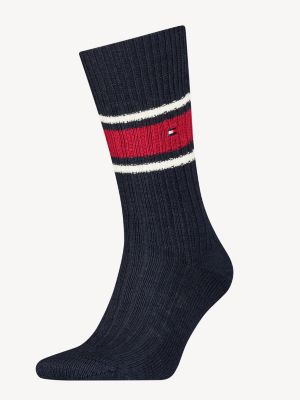 blue 1er-pack classics gestreifte rippstrick-socken für herren - tommy hilfiger