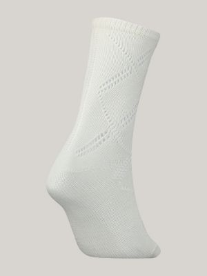chaussettes classics maille ajourée argyle blanc pour femmes tommy hilfiger
