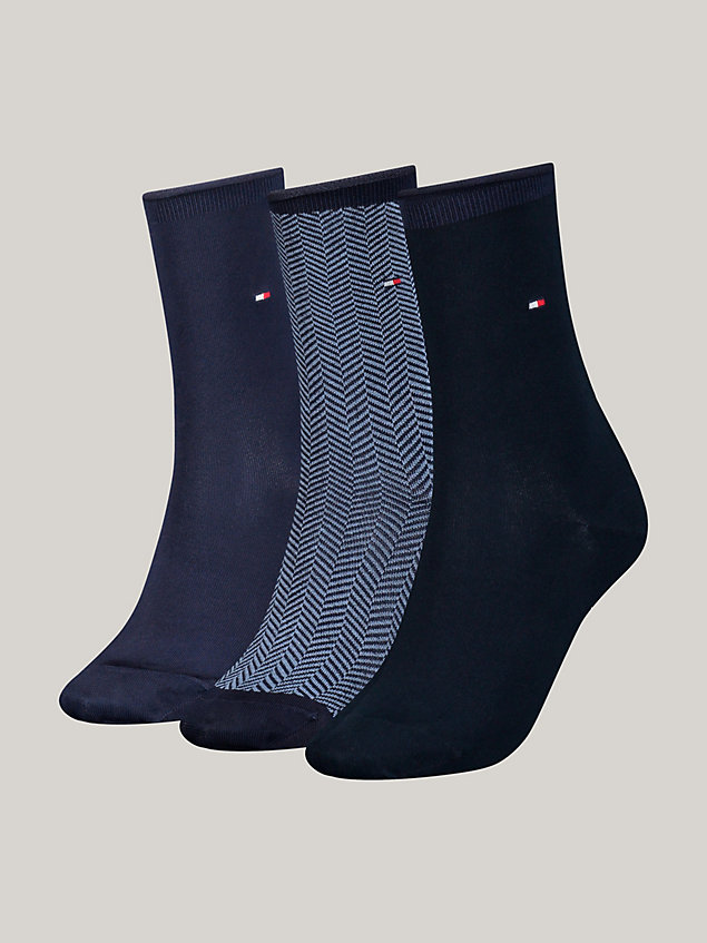 blue 3-pack classics socks gift box for women tommy hilfiger