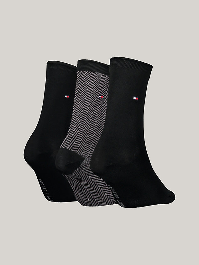 black 3-pack classics socks gift box for women tommy hilfiger
