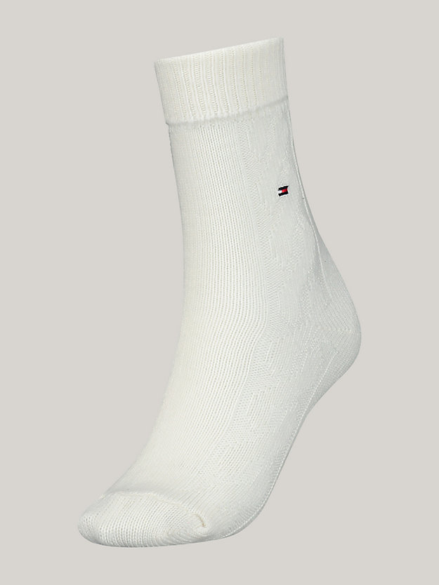 1er-Pack Classics Socken mit Zopfmuster | Weiß | Tommy Hilfiger