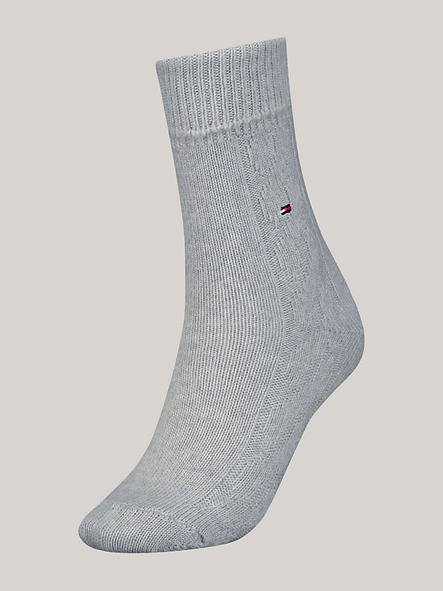 grey 1-pack classics cable knit socks for women tommy hilfiger