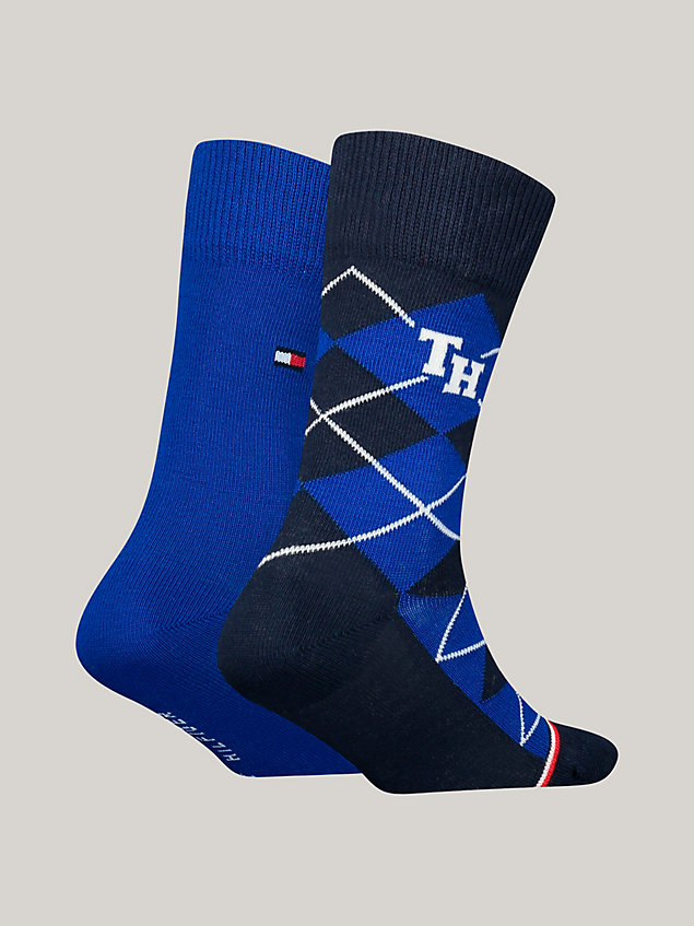 blue 2-pack classics argyle socks for unisex tommy hilfiger