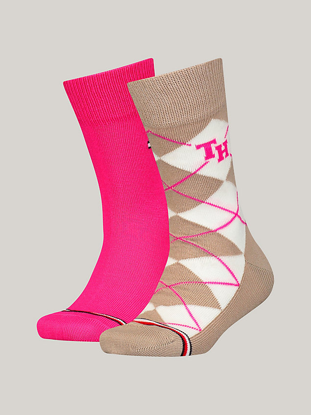 brown 2-pack classics argyle socks for unisex tommy hilfiger