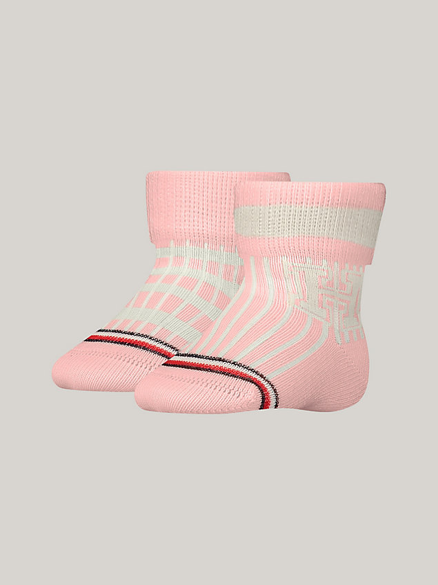 pink 2-pack classics varsity stripe socks for unisex tommy hilfiger