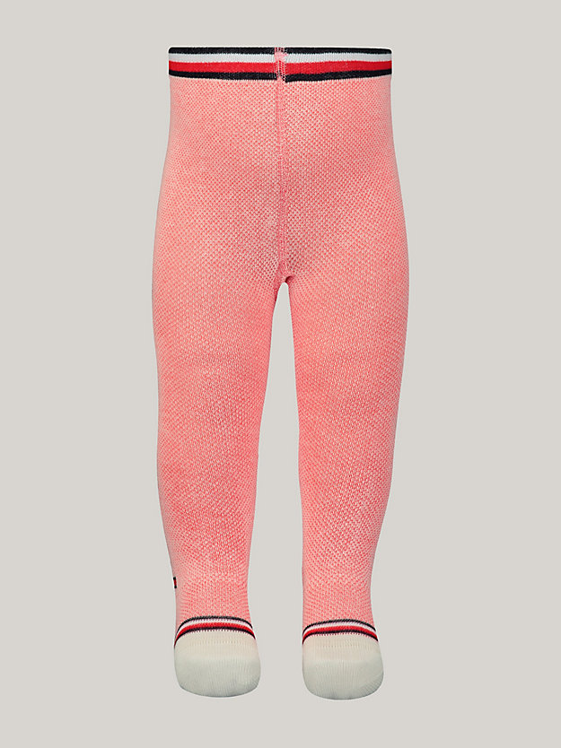 pink 1-pack signature tape waistband tights for unisex tommy hilfiger