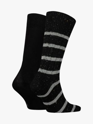 black 2-pack classics stripe socks for men tommy hilfiger