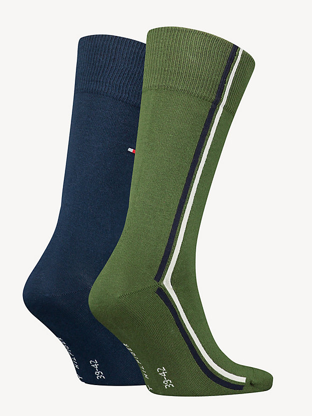 2-Pack Classics Global Stripe Socks | Green | Tommy Hilfiger
