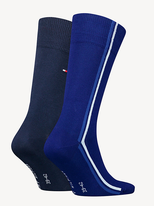 blue 2-pack classics global stripe socks for men tommy hilfiger