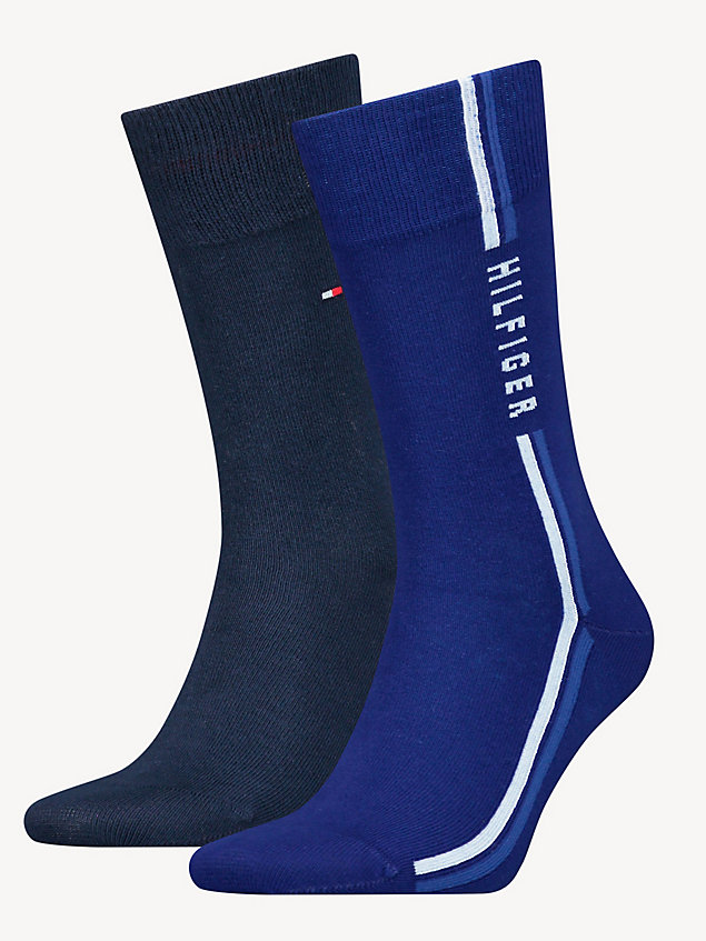 blue 2-pack classics global stripe socks for men tommy hilfiger