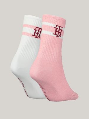 Tommy TH-Monogramm 2er-Pack mit Hilfiger Socken | gerippte | Rosa