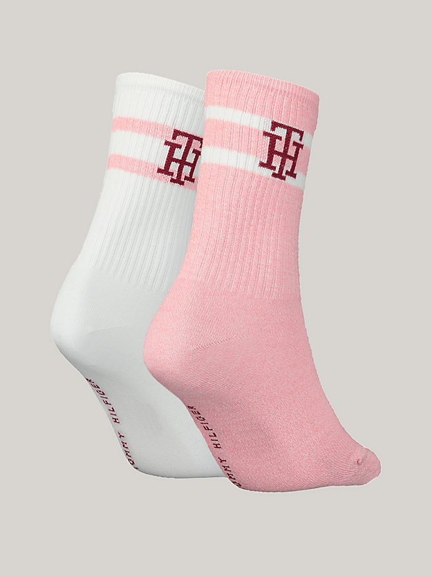 2er-Pack gerippte Socken mit TH-Monogramm | Rosa | Tommy Hilfiger