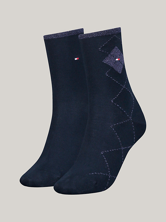 blue 2-pack classics argyle socks for women tommy hilfiger