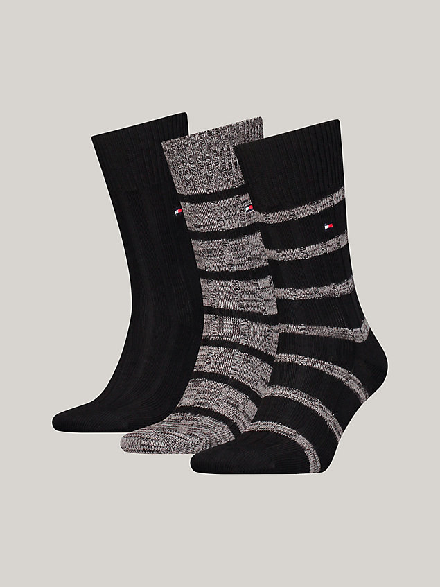 black 3-pack classics mouliné socks gift box for men tommy hilfiger