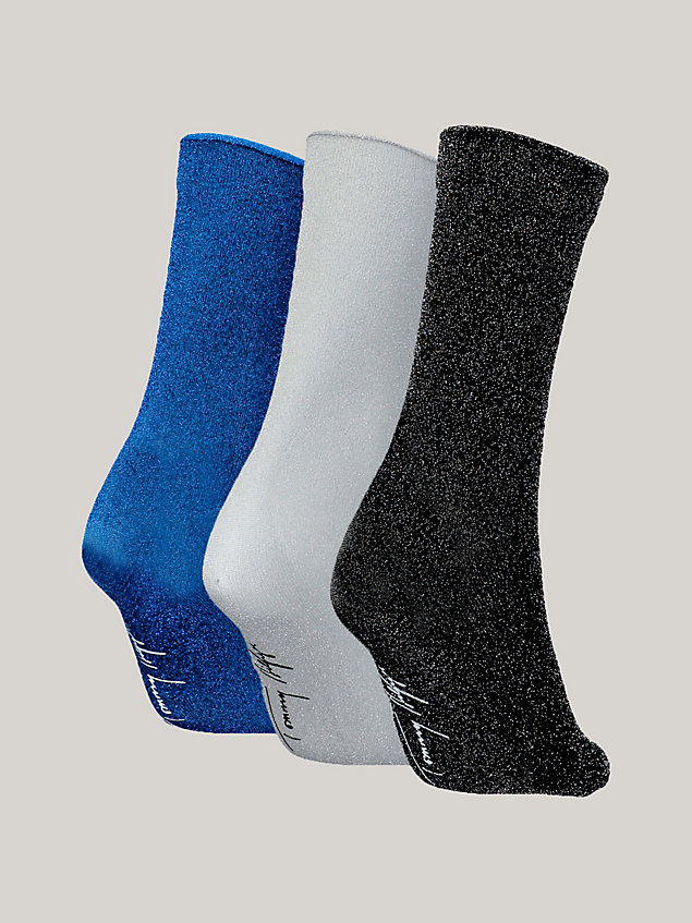 black set van 3 paar sokken met glitter voor dames - tommy hilfiger