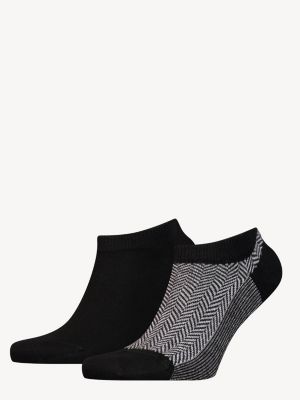 black 2er-pack sneakersocken mit fischgrätmuster für herren - tommy hilfiger