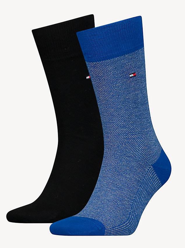 blue 2-pack classics bird's eye pattern socks for men tommy hilfiger