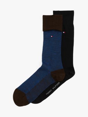 brown 2-pack bird's eye pattern socks for men tommy hilfiger