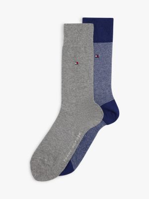 blue 2-pack bird's eye pattern socks for men tommy hilfiger