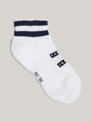 white 1-pack stripe ankle socks for unisex tommy jeans