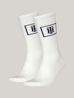 2-Pack TH Monogram Mesh Panel Socks | White | Tommy Hilfiger