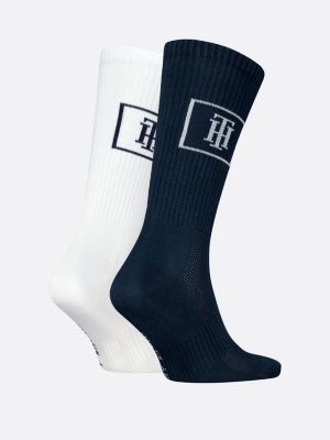 blau 2er-pack socken mit th-monogramm und mesh für herren - tommy hilfiger