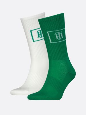 green 2-pack th monogram mesh panel socks for men tommy hilfiger