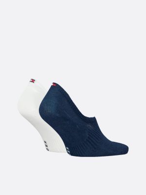 blue 2-pack th monogram anti-slip footie socks for men tommy hilfiger