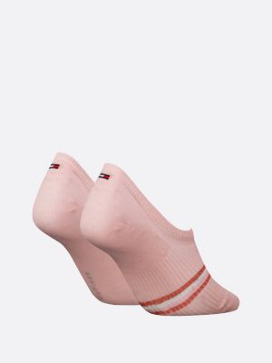 pink 2-pack multicolour stripe footie socks for women tommy hilfiger