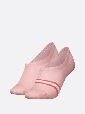 pink 2-pack multicolour stripe footie socks for women tommy hilfiger