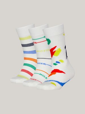 multi 3-pack multicolour socks gift box for kids unisex tommy hilfiger