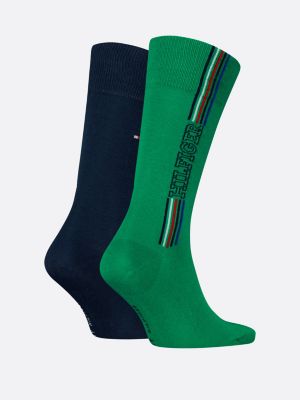 green 2-pack hilfiger monotype stripe socks for men tommy hilfiger