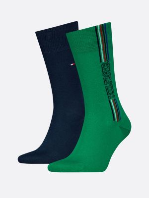 green 2-pack hilfiger monotype stripe socks for men tommy hilfiger