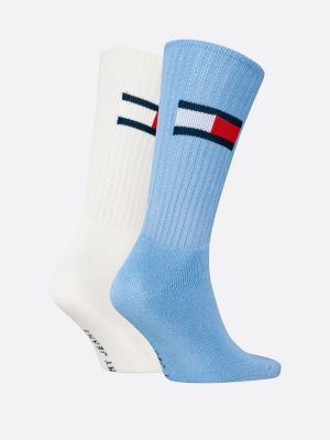 2 pack calzini a coste con bandierina blu da unisex tommy jeans