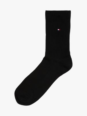 black 1-pack ribbed socks for women tommy hilfiger