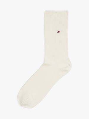 white 1-pack ribbed socks for women tommy hilfiger