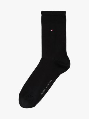 black 1-pack flag embroidery socks with silk for women tommy hilfiger