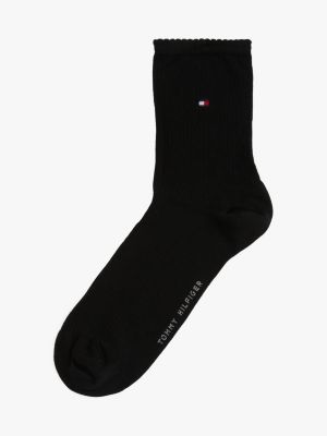 black 1-pack ribbed short socks for women tommy hilfiger