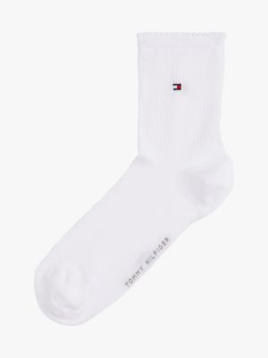 white 1-pack ribbed short socks for women tommy hilfiger