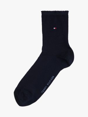 blue 1-pack ribbed short socks for women tommy hilfiger