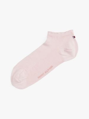 pink 1-pack ribbed trainer socks for women tommy hilfiger