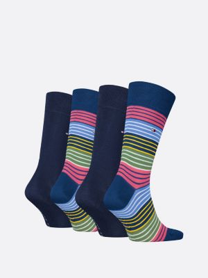 4 pack calzini a righe multicolori blu da uomini tommy hilfiger