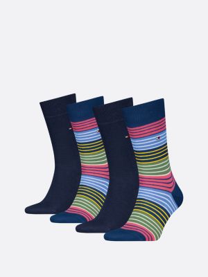 4 pack calzini a righe multicolori blue da uomini tommy hilfiger