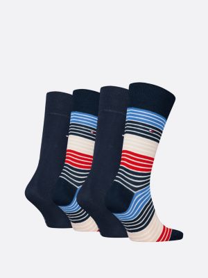 4 pack calzini a righe multicolori blu da uomini tommy hilfiger