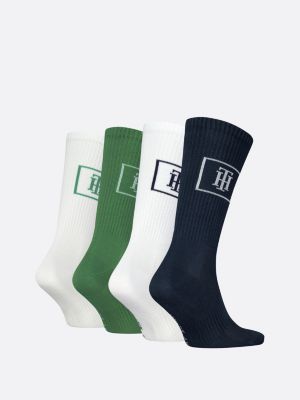 4 pack calzini con monogramma th blu da uomini tommy hilfiger