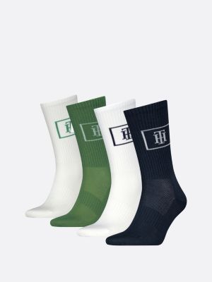 4 pack calzini con monogramma th blue da uomini tommy hilfiger