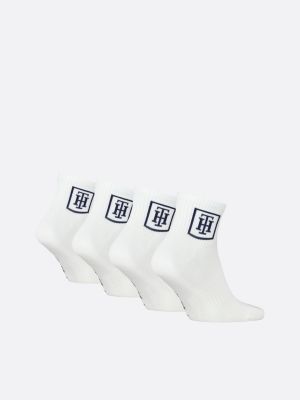 white 4-pack th monogram ankle socks for men tommy hilfiger